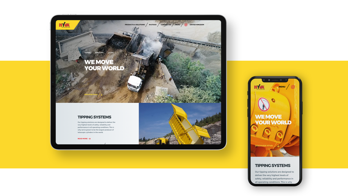 HYVA’s Website Displayed on iPad and iPhone Screens