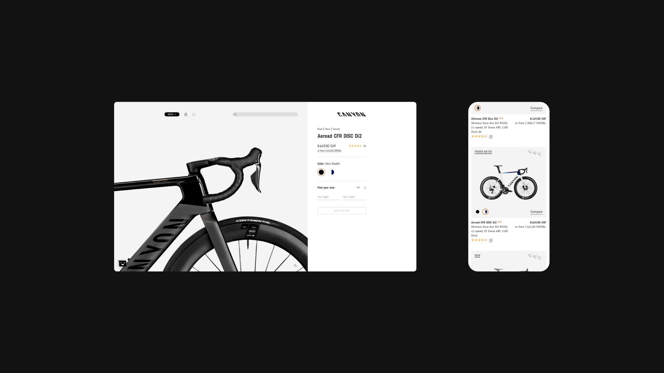 canyon website in both a desktop and mobile