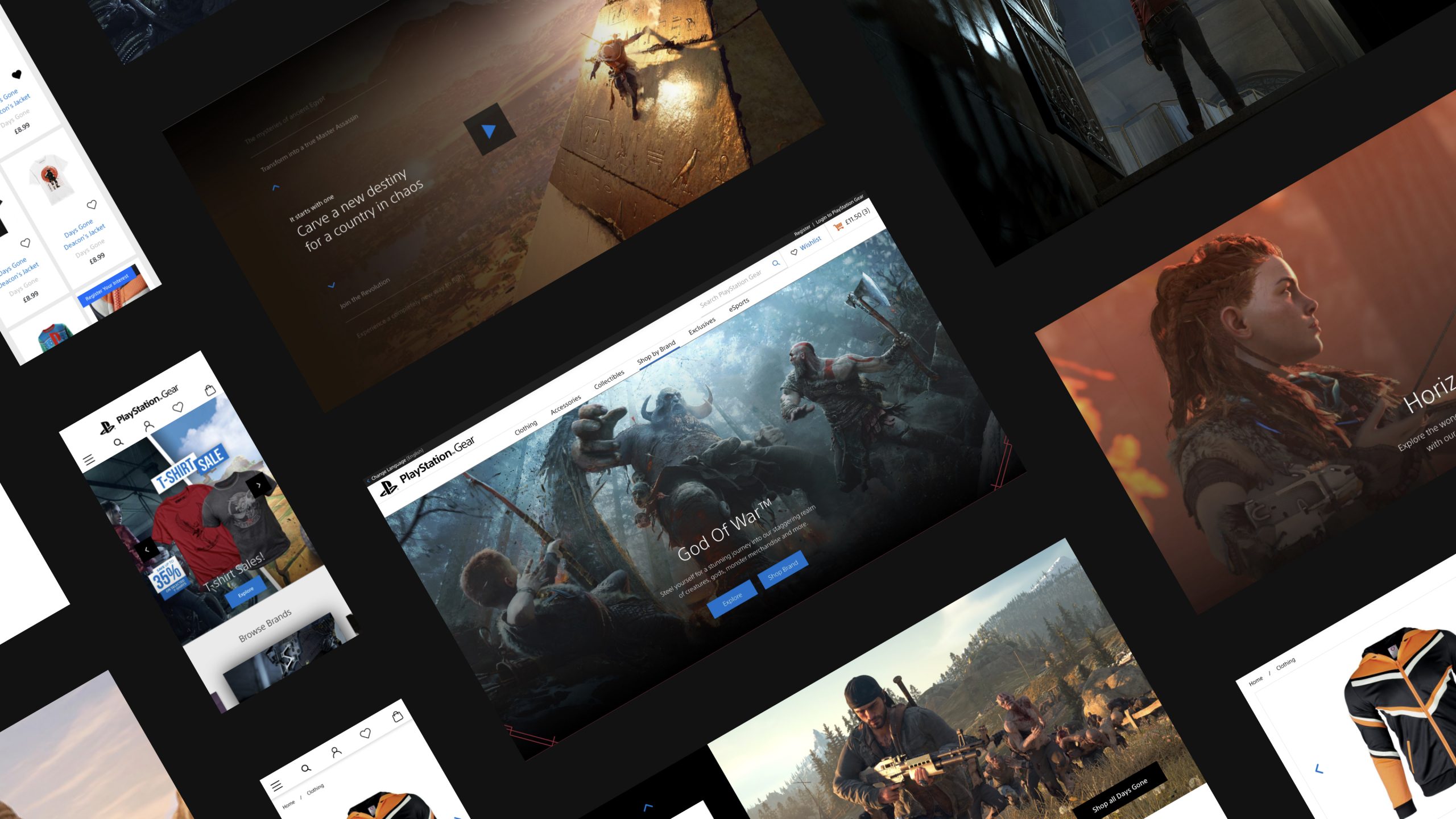 Different shots of website showcasing different game and experience