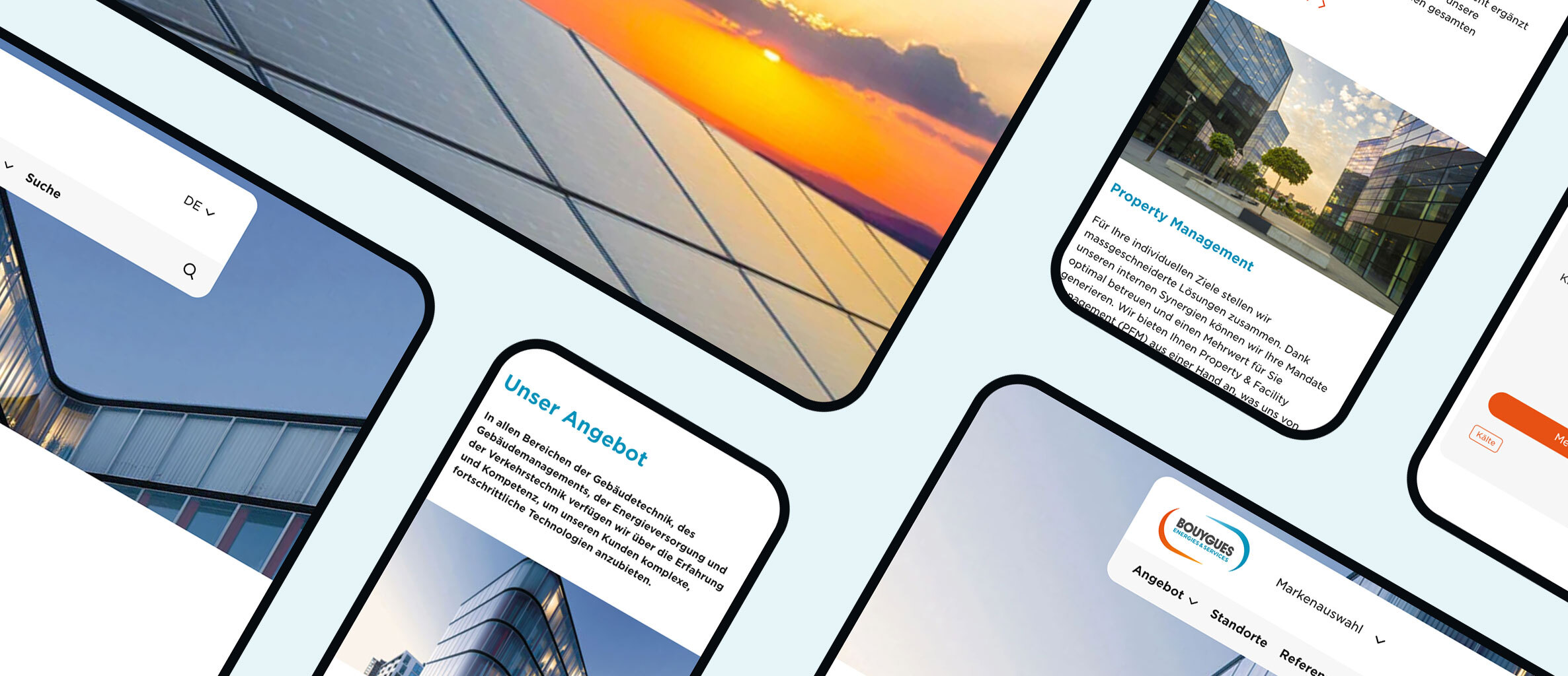 Multiple screens showcasing Bouygues' website