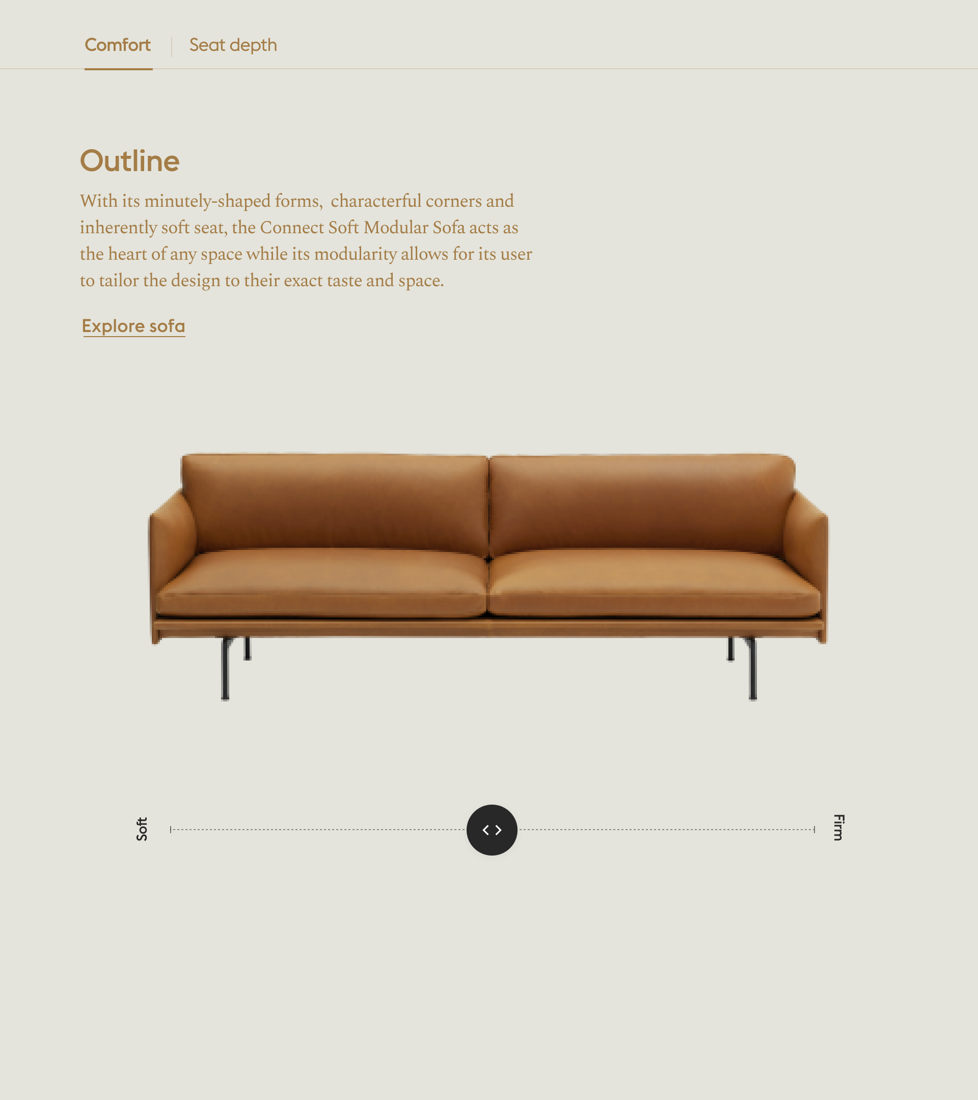 A couch displayed in Muuto's website