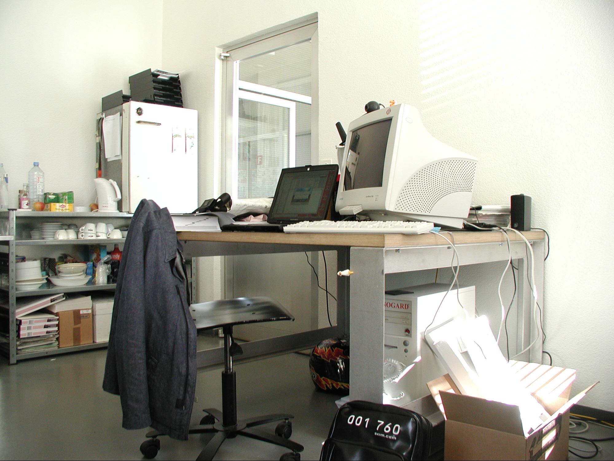 Mein damaliger Arbeitsplatz zusammen mit Markus und Daniel Freitag im Maag Areal