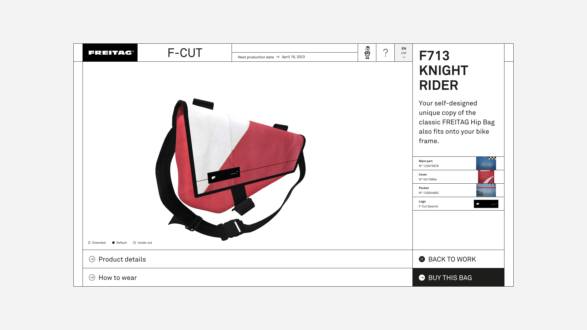 preview of a Freitag bag on its website