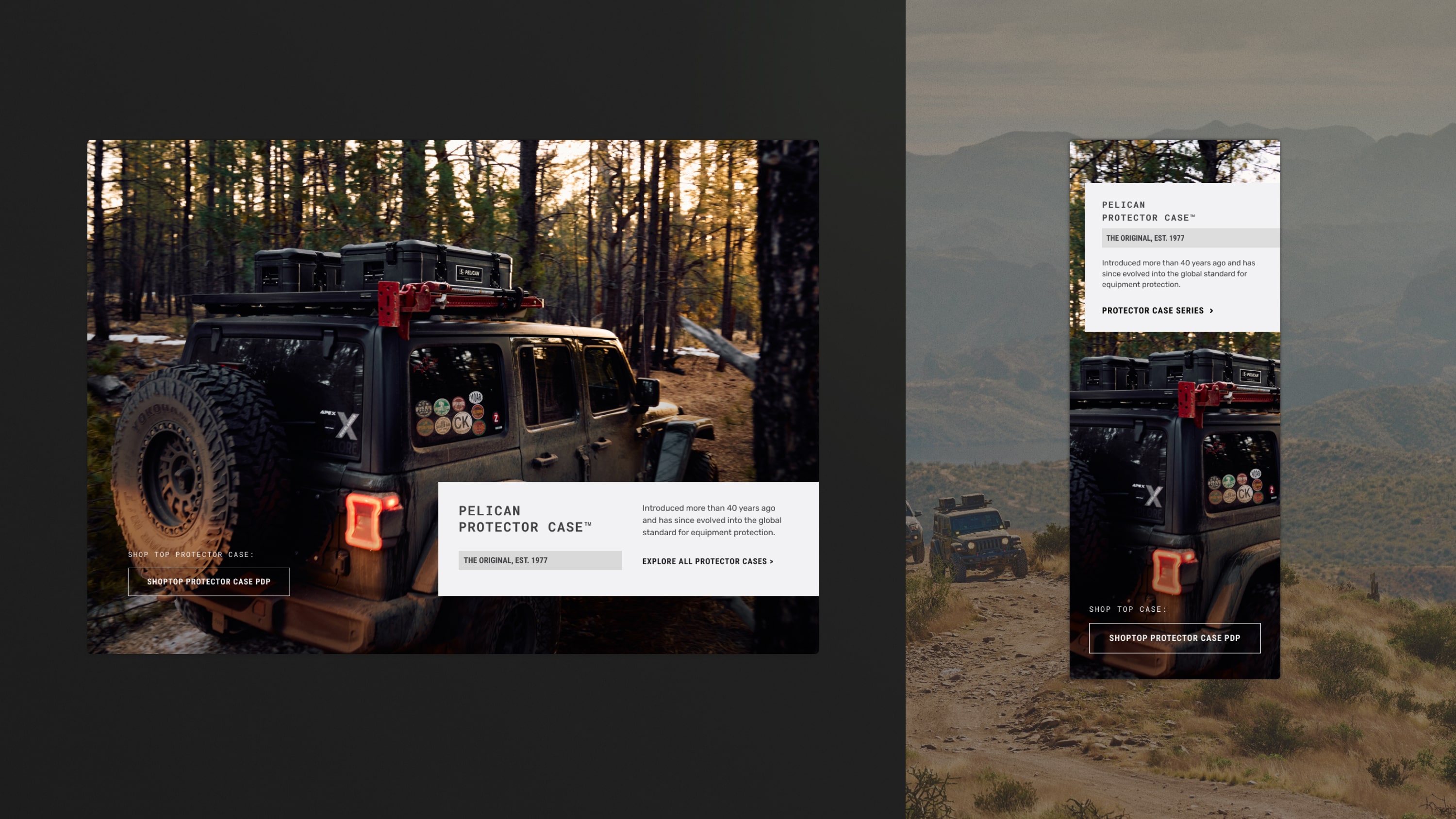 Pelican design desktop vs mobile