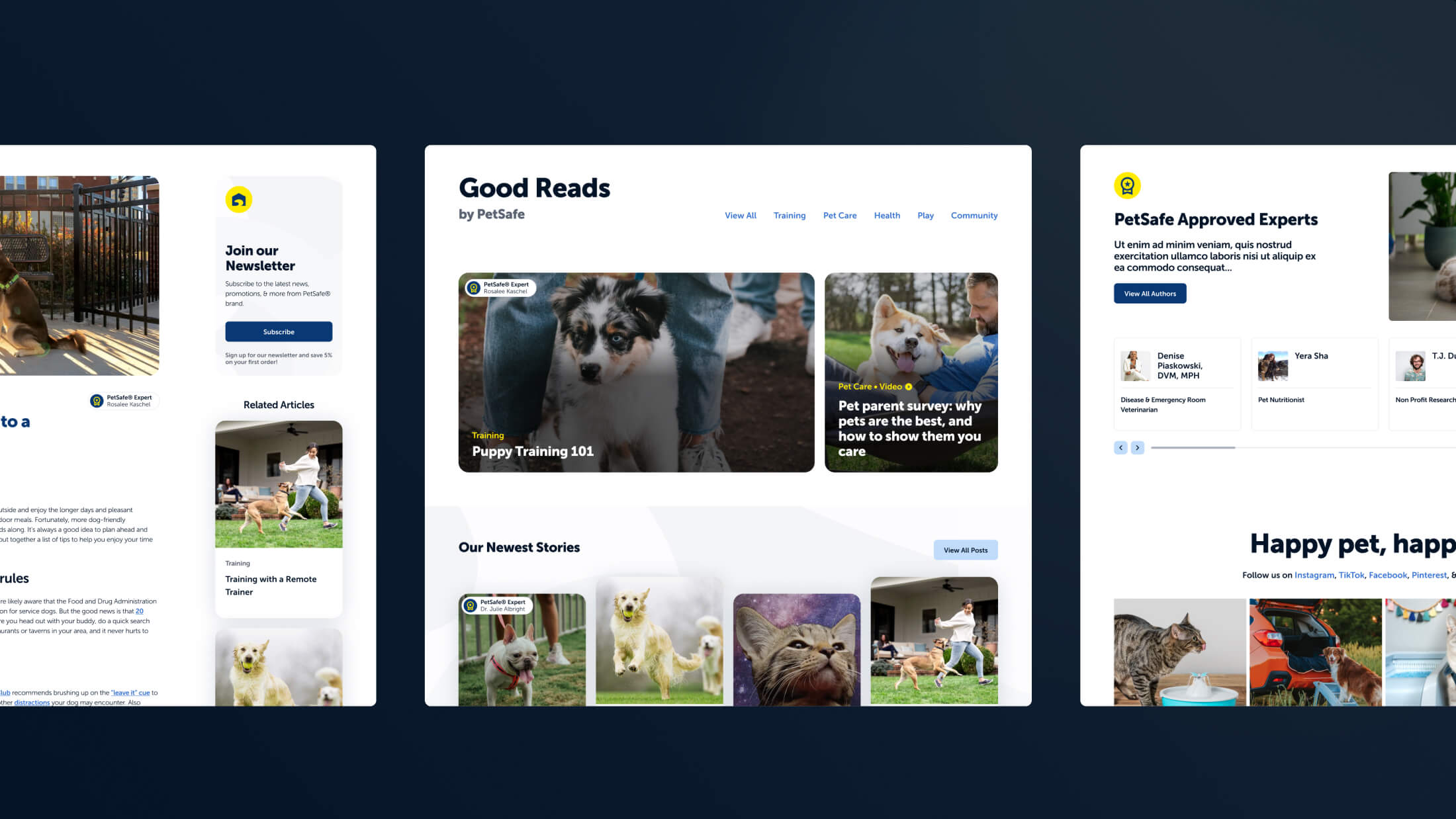 web screenshots of Petsafe's Website