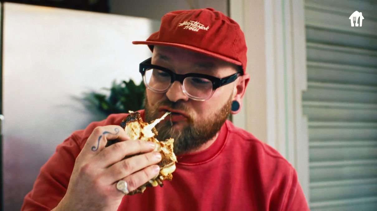 Man eating burger