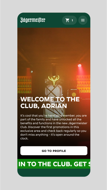 A screenshot of the Jagermeister app