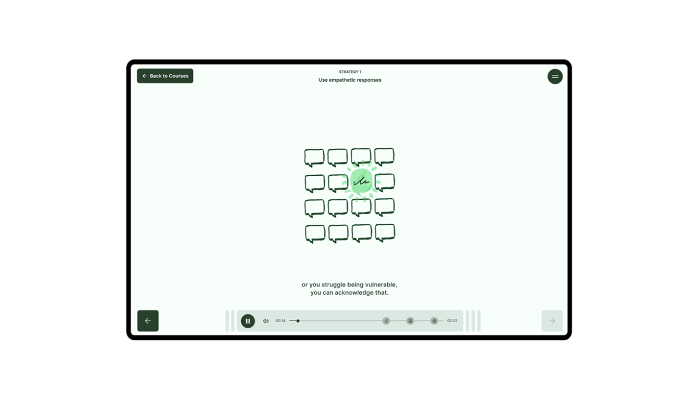 Screenshot of website course page