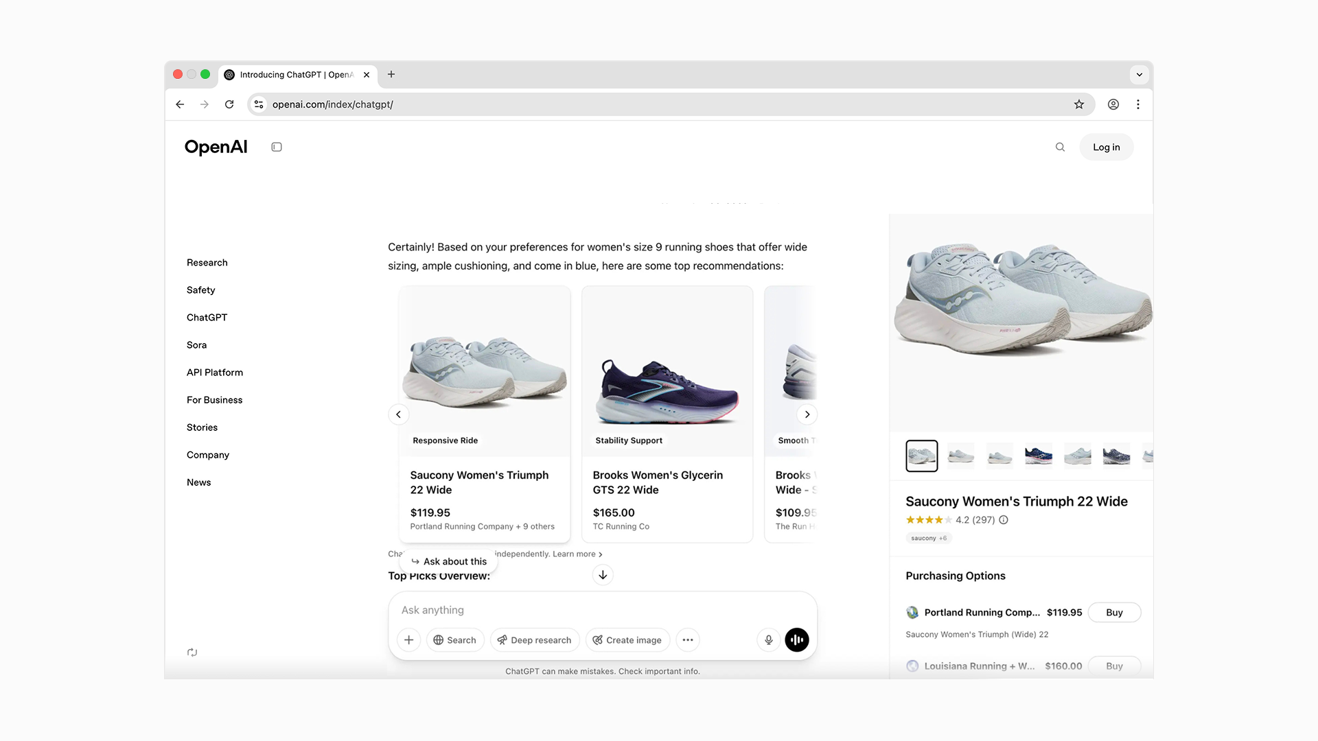 OpenAI shopping for shoes - color