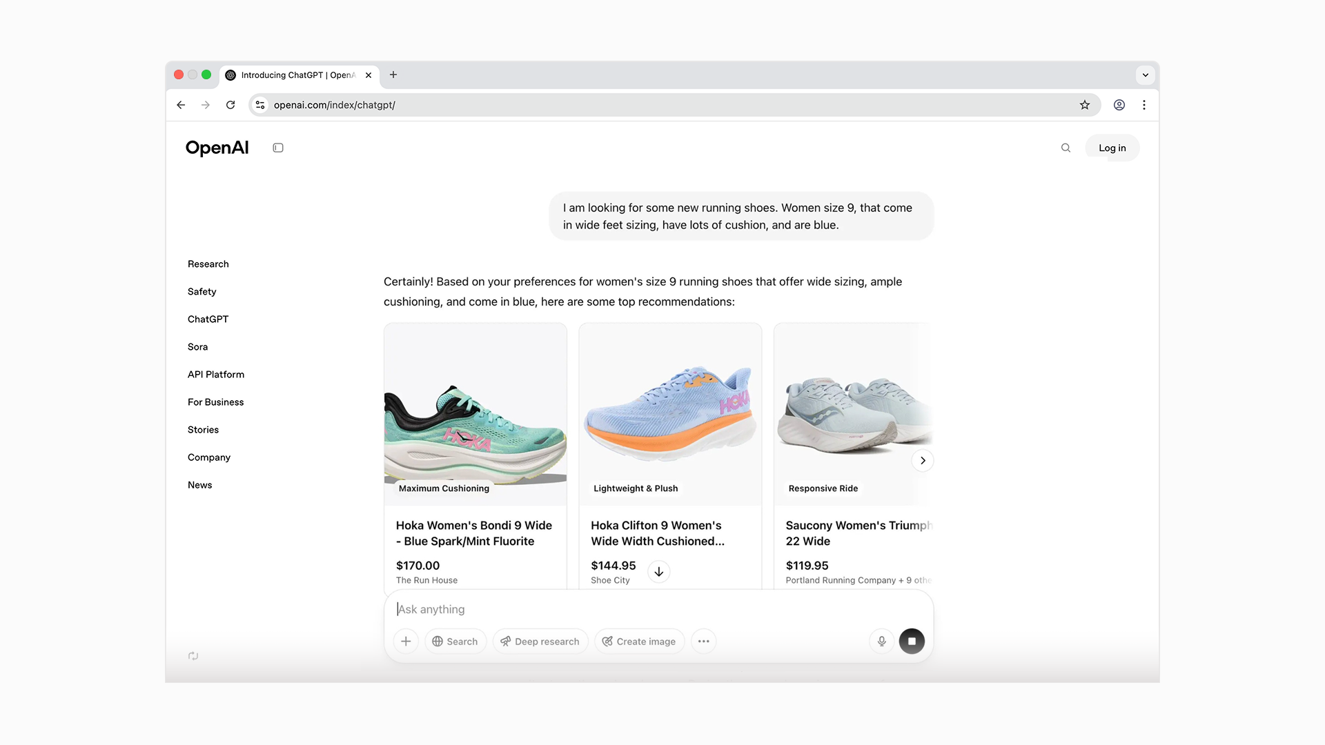 OpenAI Shopping for shoes