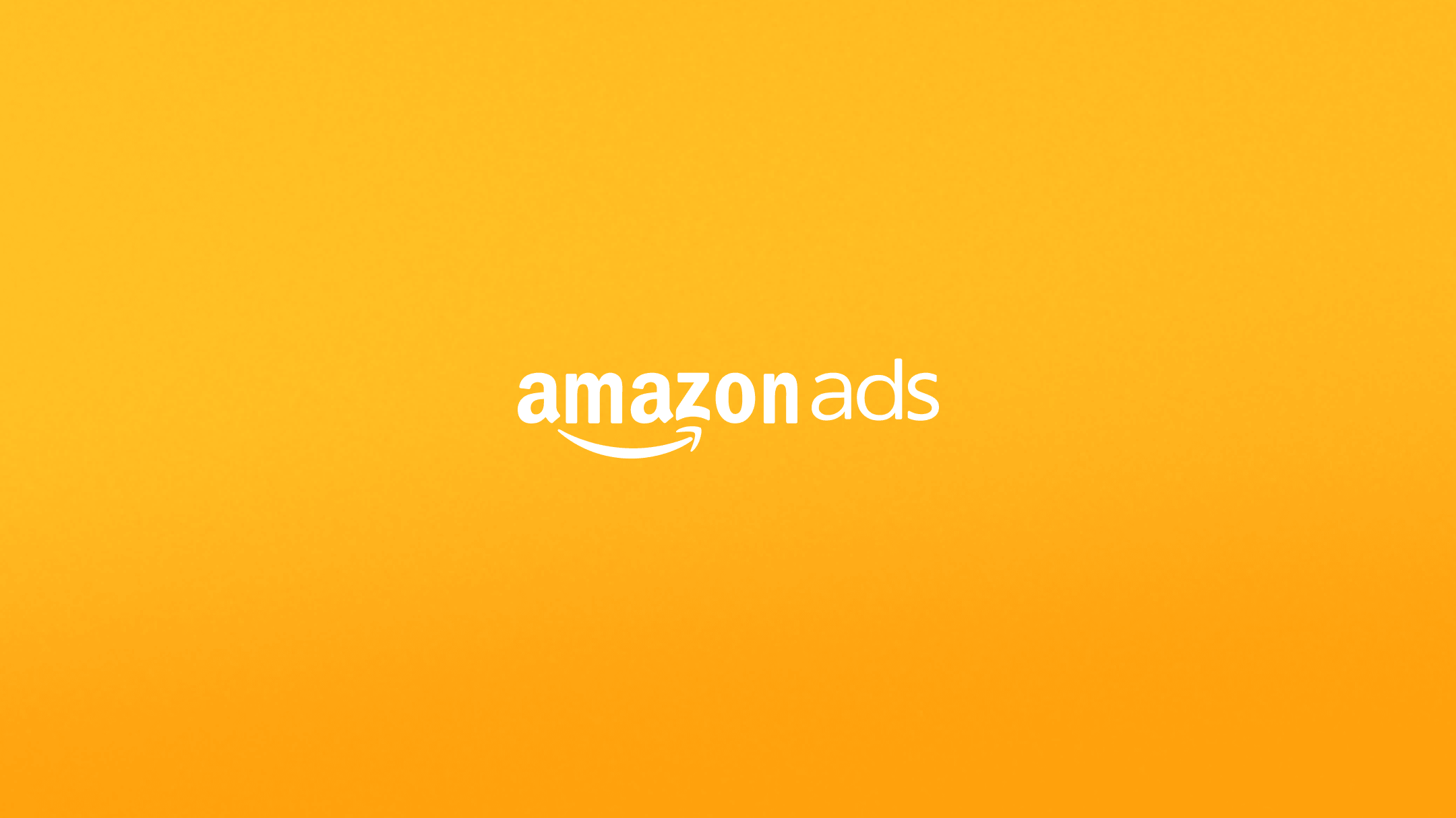 White Amazon Ads logo on orange background.