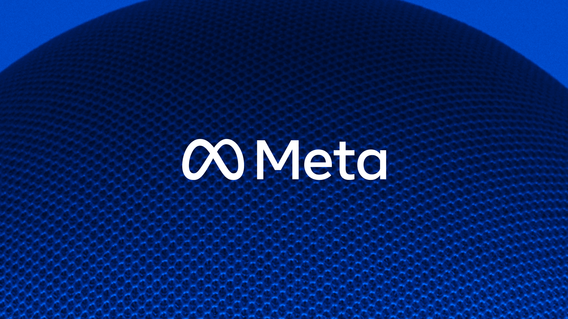 White Meta logo on blue background